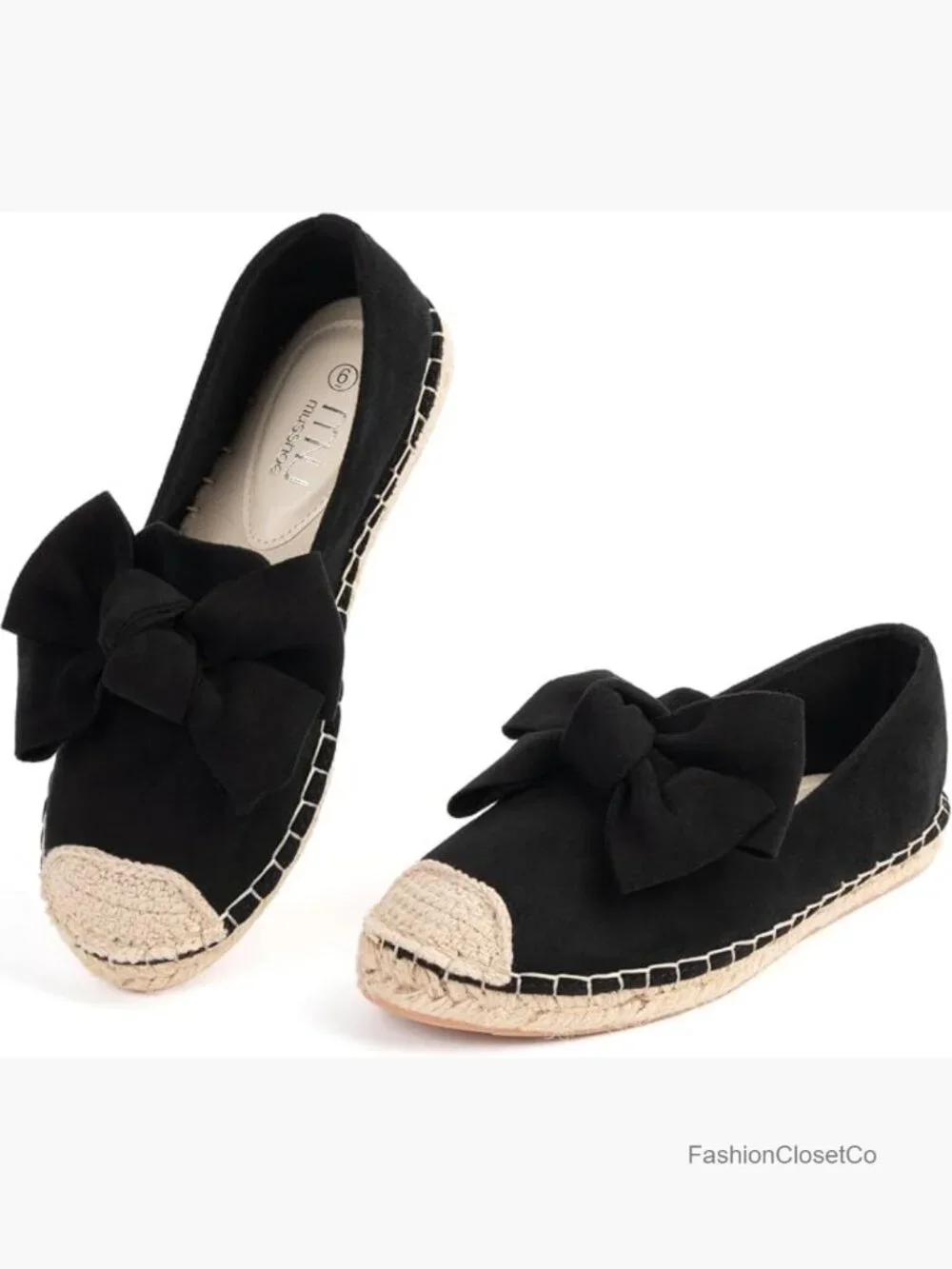 Comfort Closed Toe Espadrilles with Bow - Lightweight Slip on Walking Shoes